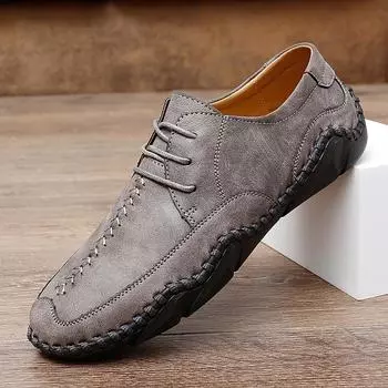 Мужская обувь больших размеров, новая нескользящая повседневная спортивная повседневная обувь с мягкой подошвой, уличная кожаная обувь ручной работы 38 чёрный