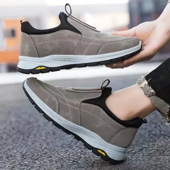 Мужская обувь больших размеров, повседневная обувь на весну, кожаная обувь, спортивная обувь, мужская дышащая и не имеющая запаха обувь с одной педалью 39 коричневый