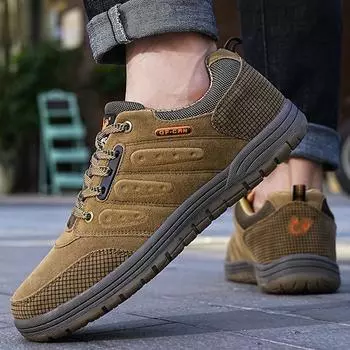 Мужская обувь больших размеров с противоскользящим эффектом, модная ретро-обувь для походов и альпинизма, спортивная и повседневная мужская обувь 39 зелёный/жёлтый