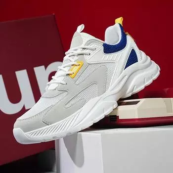 Мужская обувь больших размеров, всесезонная, на толстой подошве, нескользящая, повседневная, универсальная, модная, спортивная, сетчатая, папина обувь, кроссовки для бега 39