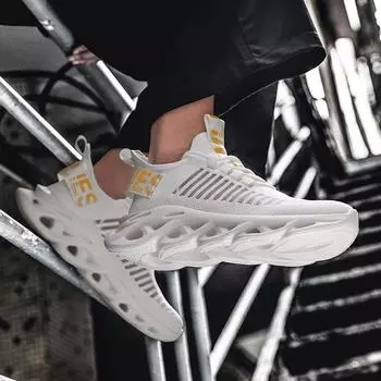 Мужская обувь большого размера39-46, дышащая спортивная мужская повседневная обувь с сеткой 39 белый