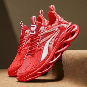Мужская обувь большого размера 46 размера, красная, иностранного стиля, новогодняя обувь, полая подошва, сверхлегкая спортивная обувь, модные кроссовки для папы 39 красный