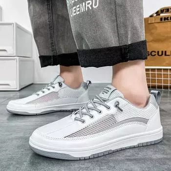 Мужская обувь большого размера 47 размера, модные дышащие полые туфли на шнуровке, белые повседневные туфли, студенческие туфли, внешняя торговля 2025 39