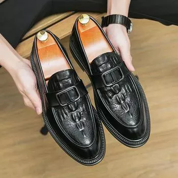 Мужская обувь большого размера, деловая кожаная обувь, мужской тренд, британский стилист, черные педали, низкий верх, кожаная обувь 38