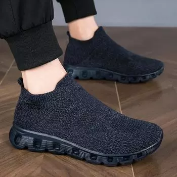 Мужская обувь большого размера, дышащая, повседневная, спортивная обувь, женская, легкая, мягкая, без шнурков, ленивая обувь, носки с плетением из мух 36