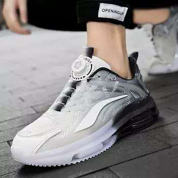 Мужская обувь большого размера, летние повседневные кроссовки с дышащей сеткой, увеличивающие рост, вращающаяся кнопка на воздушной подушке, обувь для папы с мягкой подошвой 36