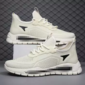 Мужская обувь большого размера, летняя модная дышащая мужская обувь с сетчатой поверхностью, удобная универсальная обувь для отдыха и отдыха 39 чёрный