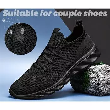 Мужская обувь большого размера, летняя сетчатая обувь с низким вырезом, плетеная обувь для пар, повседневная обувь 36 чёрный