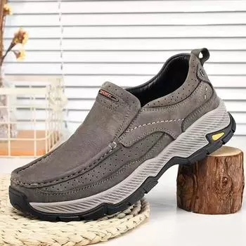 Мужская обувь большого размера, новая износостойкая обувь для походов на открытом воздухе на платформе, мужская кожаная обувь из натуральной кожи, первый слой из коровьей кожи, мужская кожаная обувь 38 чёрный