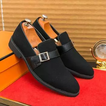 Мужская обувь большого размера новая однотонная с острым носком формальная маленькая кожаная обувь мужская внешнеторговая ретро повседневная британская деловая одинарная обувь 38