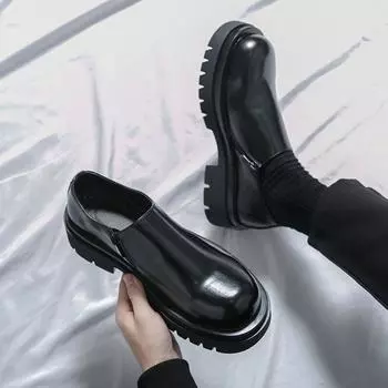 Мужская обувь большого размера, новые повседневные кожаные туфли, модные туфли в британском стиле на платформе, гладкая поверхность, чехол для одной педали 38