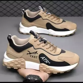 мужская обувь большого размера осенний тренд повседневная платформа модная универсальная спортивная обувь удобная нескользящая обувь 39 темно-коричневого