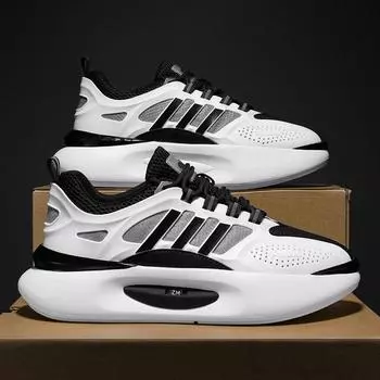 Мужская обувь большого размера с низким верхом на шнуровке, повседневная спортивная обувь, толстая подошва, дышащая сетчатая поверхность, трендовая обувь 39 чёрный