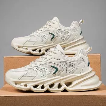 Мужская обувь большого размера, весна 2025, новые высококачественные повседневные кроссовки для бега, толстая подошва, модная обувь для пап 39 бежевый