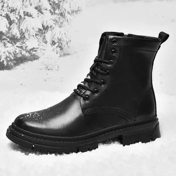 Мужская обувь Ботильоны Мужская мода Повседневные кожаные ботинки Мужская обувь в стиле панк Зимние ботинки на платформе для снега Мотоциклетные ботинки 37