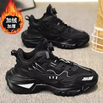 Мужская обувь бренда Putian Tide, осенне-зимняя обувь из бархата и хлопка, повседневная спортивная обувь для бега, вращающаяся пряжка, усиливающая меха-папа, обувь Tide 39