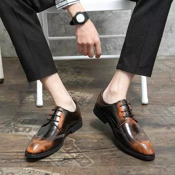 Мужская обувь, броги-дерби, модельные деловые туфли в стиле ретро, мужские туфли-седки, смокинг, свадебные пиджаки, большой размер EU: 38 чёрный
