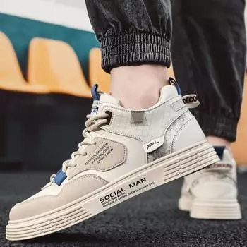 Мужская обувь Canvas High Top Spring 2025 года, новая весенняя спортивная и досуговая обувь для начинающих студентов, мужская обувь для сноубординга, универсальная модная обувь 39 белый