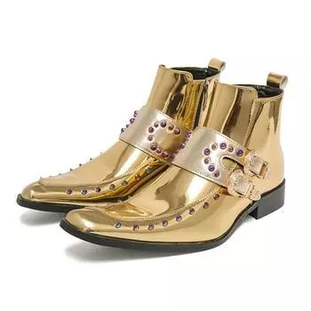 Мужская обувь Челси золотые ботинки синяя чаровница обувь маленького размера подарок однокласснику модные золотые остроносые кожаные туфли 37
