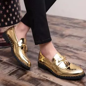 Мужская обувь черного, белого и красного цвета. Уличные мокасины на толстой подошве. Износостойкая кожаная обувь. Официальная одежда. Повседневная свадебная обувь. Мужские туфли на плоской подошве. 6