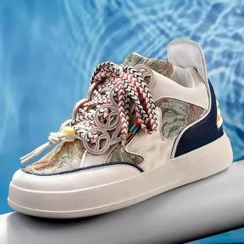 Мужская обувь четыре сезона новая мода средняя помощь тренд повседневная обувь для доски корейская версия нескользящая износостойкая нишевая конструкция персонализированная обувь для доски 39