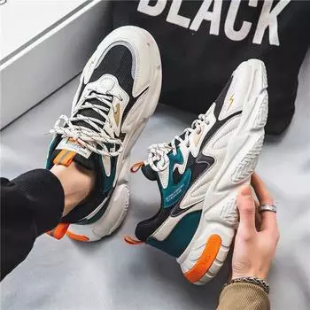 Мужская обувь Dad Shoes, осенняя, молодежная, сетчатая, дышащая, спортивная, модная, мужская, толстая подошва, универсальная, повседневная обувь 39