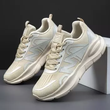Мужская обувь Daddy Shoes Модные дышащие кроссовки Мужская обувь Легкая студенческая обувь Кроссовки для бега на платформе Трендовая универсальная обувь 36 бежевый