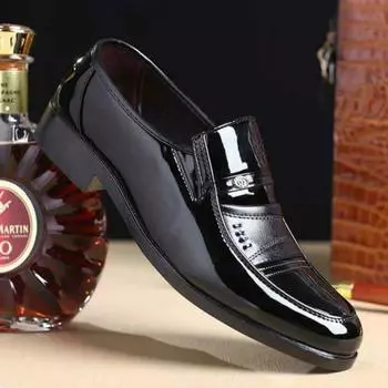 Мужская обувь Деловая официальная обувь Удобная офисная официальная обувь Туфли из искусственной кожи с круглым носком на плоской подошве 43 коричневый