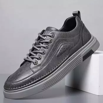 Мужская обувь деловая повседневная кожаная обувь мужская кожаная мягкая подошва тренд корейская версия белой обуви модная обувь для доски 38