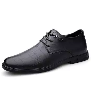 Мужская обувь, деловая повседневная обувь из натуральной кожи, мужские лоферы, мужская офисная деловая официальная обувь, новинка 2024 года 38 чёрный