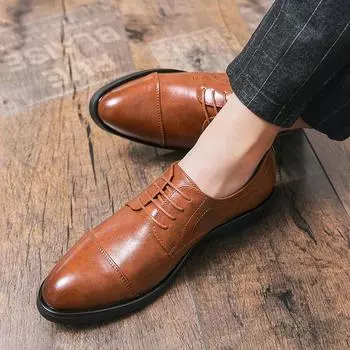 Мужская обувь, деловые кожаные удобные деловые туфли дерби, мужские туфли-седки, смокинг, свадебные пиджаки EU: 38 чёрный