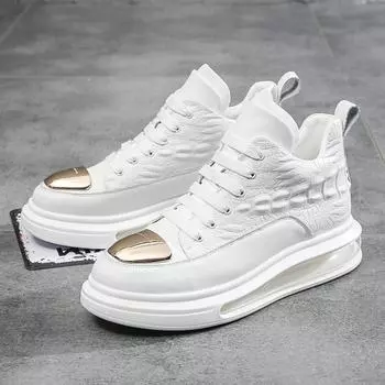 Мужская обувь Dermis, модная повседневная обувь с высоким берцем, мужская обувь на воздушной подушке, кроссовки с мягкой подошвой Tide Brand, спортивная обувь для мужчин 38 белый