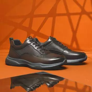 Мужская обувь Desai, универсальная спортивная обувь, удобная дышащая повседневная кожаная обувь, кожаные туфли с мягкой подошвой 39 коричневый