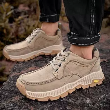 Мужская обувь для активного отдыха из натуральной кожи, повседневные мокасины, верхний слой из коровьей кожи, мужская обувь с толстой подошвой, износостойкая походная обувь 39