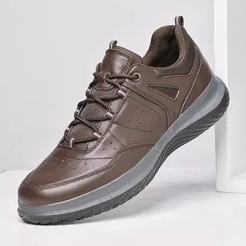 Мужская обувь для активного отдыха из натуральной кожи, классическая спортивная обувь класса люкс, обувь для скейтбординга на шнуровке, универсальные кроссовки для отдыха и ходьбы 38 чёрный