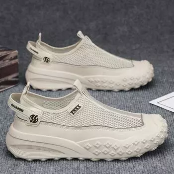 Мужская обувь для активного отдыха с большой сеткой, лето 2025, новая дышащая сетчатая спортивная обувь, мужская быстросохнущая обувь для хождения по ручью 39