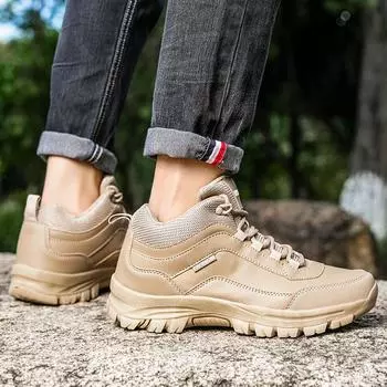 Мужская обувь для альпинизма, нескользящая, с толстой подошвой, для бездорожья, для спорта на осень, с кожаным ремешком, износостойкая, повседневная, рабочая обувь 39 песочный