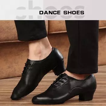 Мужская обувь для бальных танцев, обувь для латинского танго, танцевальная обувь для взрослых и детей для мальчиков 34 чёрный