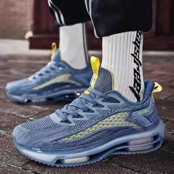 Мужская обувь для бега на воздушной подушке, модная противоскользящая и амортизирующая повседневная спортивная обувь, летняя модная обувь для папы 39 чёрный