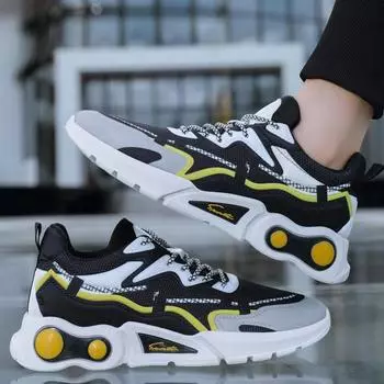 Мужская обувь для бега, спортивная новая дышащая модная удобная обувь на низкой шнуровке с сеткой, уличная легкая повседневная обувь 39 серый/чёрный