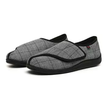 Мужская обувь для диабетиков широкой ширины, обувь из пены с эффектом памяти с регулируемой застежкой для пожилых людей, больных артритом, отеком 35 чёрный