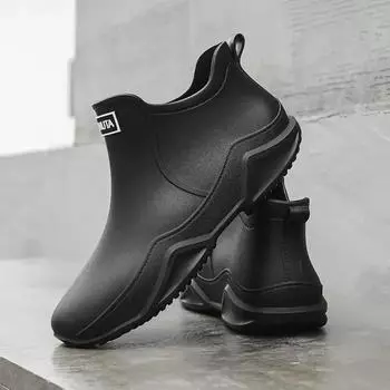Мужская обувь для готовки, ПВХ, поварская, кухонная, полусапожки, короткие, водонепроницаемые и нескользящие, 2024, рабочие, оригинальные, мужские, дождевые, мокасины 36