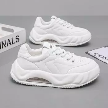 Мужская обувь для хлеба, европейская станция, осенне-зимняя спортивная обувь, повседневная обувь на платформе, воздушная подушка, модная брендовая обувь для папы, маленькие белые туфли для мужчин 38 белый