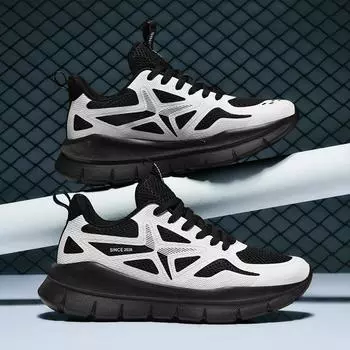 Мужская обувь для ходьбы, модная мягкая легкая резиновая нескользящая повседневная обувь, сетчатая дышащая обувь для походов на открытом воздухе для мужчин 36 белый