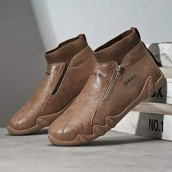 Мужская обувь для кухни, работа, водонепроницаемая и износостойкая, ленивая, с одной педалью, мужская, простая, водонепроницаемая и нескользящая, бархатная, повседневная обувь 39 чёрный