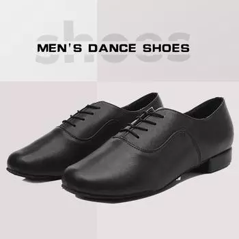 Размер 35-45 Мужская обувь для мальчиков в помещении для латиноамериканских танцев, современных джазовых танцев, вальса, мягкая подошва, обувь для танцев в помещении на низком каблуке 39 чёрный