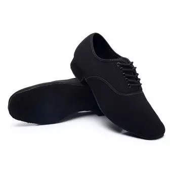 Мужская обувь для латинских танцев на каблуке 2 см, бальные туфли для мужчин, танцевальная обувь для стандартных тренировок Suede-38 чёрный