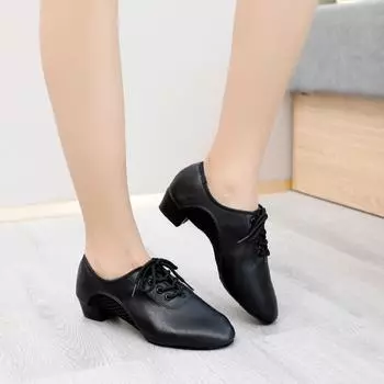 Мужская обувь для латинских танцев в помещении и на открытом воздухе, износостойкая обувь для румбы, обувь для танцев сальсы 3.5cm-rubber-34 чёрный
