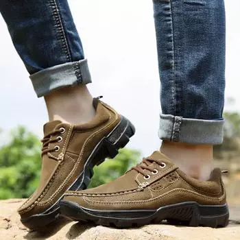 Мужская обувь для отдыха на открытом воздухе, новая осенняя обувь из натуральной замши, дышащая низкая рабочая обувь, повседневная обувь для отдыха на открытом воздухе 38