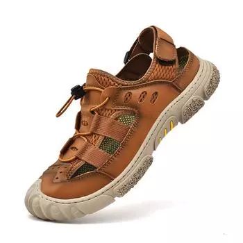 Мужская обувь для отдыха на природе, кожаные мокасины, удобные летние кроссовки 2024 года, бесплатная доставка, мокасины, дышащая повседневная обувь 38 чёрный